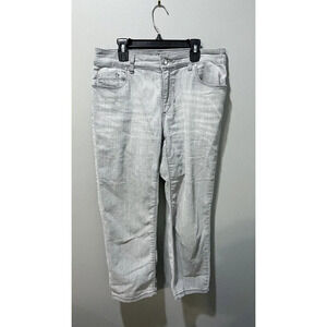 Chico’s Platinum Women’s Gray Crop Jeans Small 6 Embellished Straight Leg